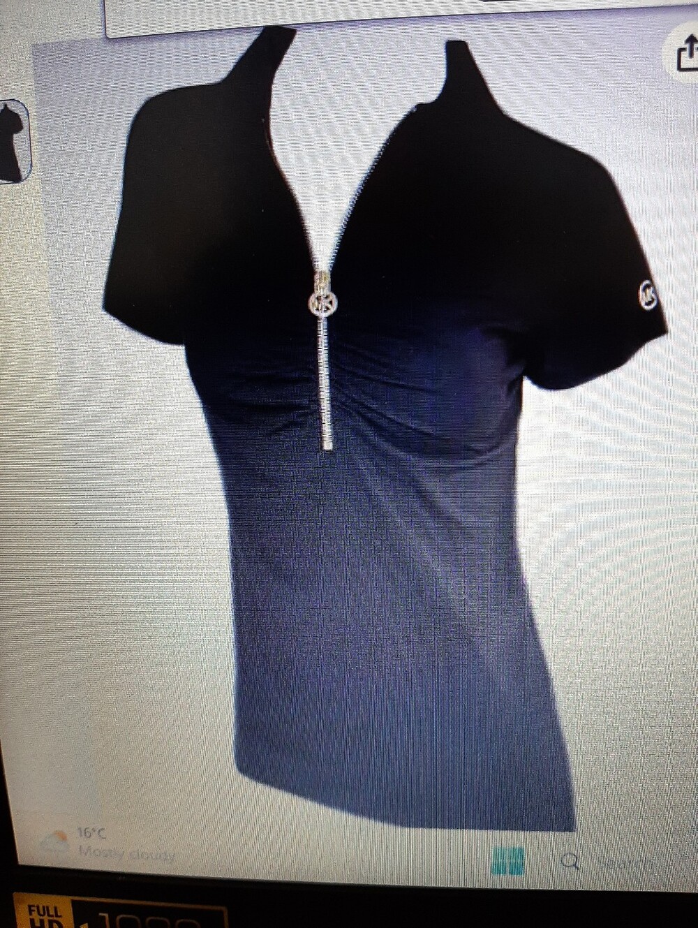 Michael Kors Deep Blue Short-Sleeve Zip Polo Top